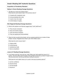 Grade 6 Reading OAT Authentic Questions