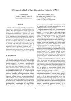 A Comparative Study of Data Dissemination Models for VANETs