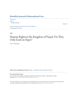 Human Rights in the Kingdom of Nepal: Do They Only Exist on Paper?