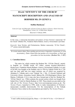 isaac newton`s `of the church` manuscript description and analysis of