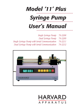 Model 11 Plus Syringe Pump Manual