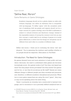 Define real, Moron! : Some remarks on game ontologies