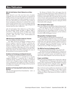 New Publications - Seismological Research Letters