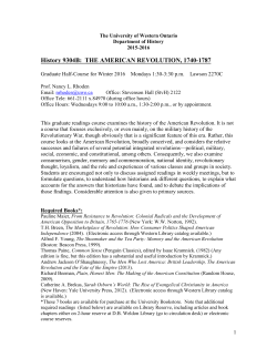 History 9304B: THE AMERICAN REVOLUTION, 1740-1787