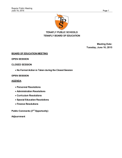 Agenda - Tenafly Public Schools