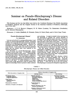 Seminar on Pseudo-Hirschsprung`s Disease and Related Disorders