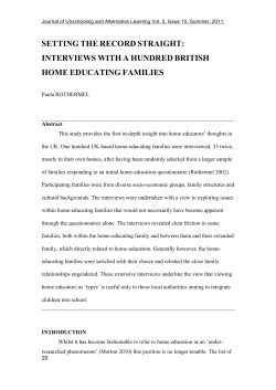SETTING THE RECORD STRAIGHT: INTERVIEWS WITH A