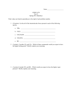 Name CHEM 1474 Test #1 Spring 2013 (Buckley) Point values are