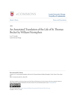 An Annotated Translation of the Life of St. Thomas Becket by William