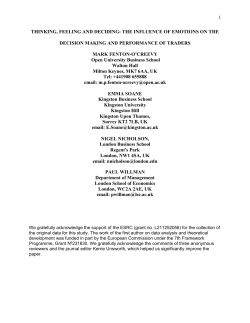 Thinking, feeling and deciding: the influence of emotions on the