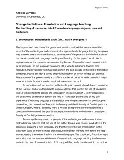 Strange bedfellows: Translation and Language teaching