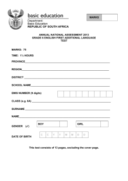 ANNUAL NATIONAL ASSESSMENT 2013 GRADE 6 ENGLISH