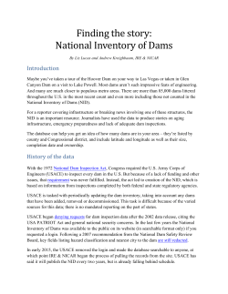 Finding the story: National Inventory of Dams