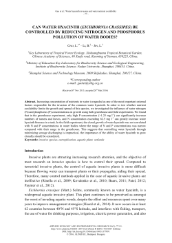 can water hyacinth (eichhornia crassipes) be controlled by reducing