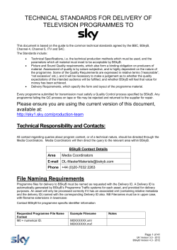 technical standards for delivery of television programmes to