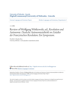 Review of Wolfgang Wittkowski, ed., Revolution und Autonomie