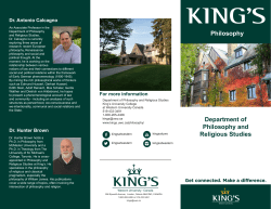 Philosophy Department of Philosophy and Religious Studies