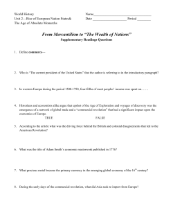 From Mercantilism to &ldquo;The Wealth of Nations&rdquo;