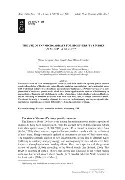 The Use of SNP Microarrays for Biodiversity Studies of Sheep&ndash;A