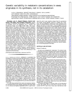 Genetic variability in melatonin concentrations in ewes originates in