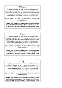 For Literacy homework this week, please can children write an