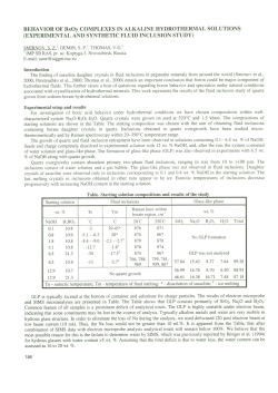 EXPERIMENTAL AND SYNTHETIC FLUID INCLUSION STUDY