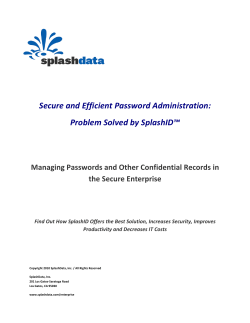 Secure and Efficient Password Administration: Problem