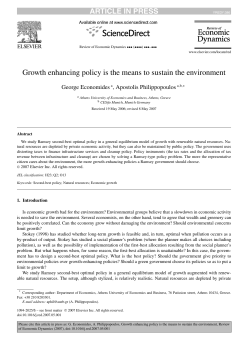 Growth enhancing policy is the means to sustain the environment