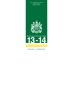 Saskatchewan Provincial Budget 2013-14 Budget Summary