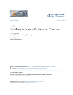 Guidelines for Science: Evidence and Checklists