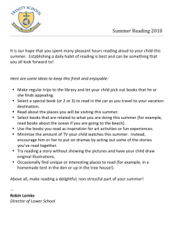 Summer Reading List 2010 - Trinity School of Durham and Chapel Hill