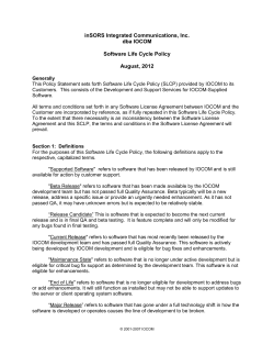 Software Life Cycle Policy - Janet