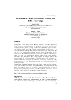 Monument as a Form of Collective Memory and Public