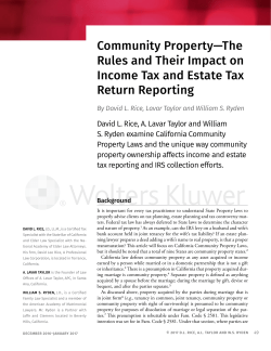 Community Property&mdash;The Rules and Their Impact