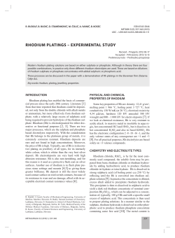RHODIUM PLATINGS &ndash; EXPERIMENTAL STUDY