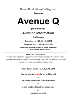 Audition Information - Maurer Productions OnStage