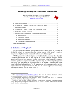 Chaplain-Etymology - PreciousHeart.net
