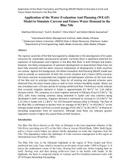 Application of the Water Evaluation and Planning (WEAP) Model to