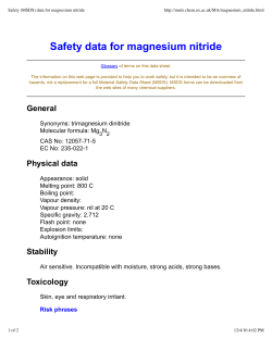 Safety (MSDS) data for magnesium nitride