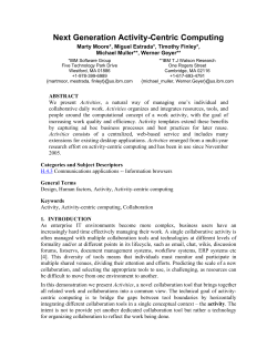 Next Generation Activity-Centric Computing