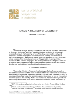 TOWARD A THEOLOGY OF LEADERSHIP