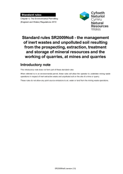 Standard rules SR2009No8 - the management of inert wastes and