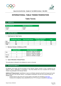 Rio 2016 Qualification System