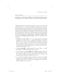 Running over the Stage: Webster and the Running