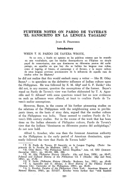 Further notes on Pardo de Tavera`s `El Sanscrito en la Lengua