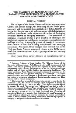 The Viability of Transplanted Law: Kazakhstani
