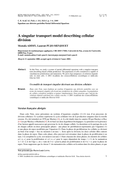 A singular transport model describing cellular division , M. Adimy et