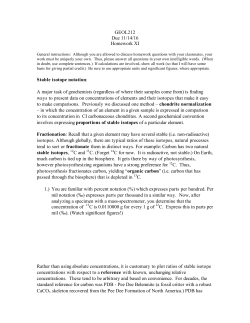 GEOL212 Due 11/14/16 Homework XI Stable isotope notation: A