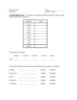 Chemistry 120 Name_____________________ First Exam October