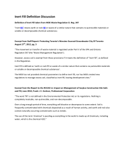 Inert Fill Definition Discussion - Lakeridge Citizens for Clean Water